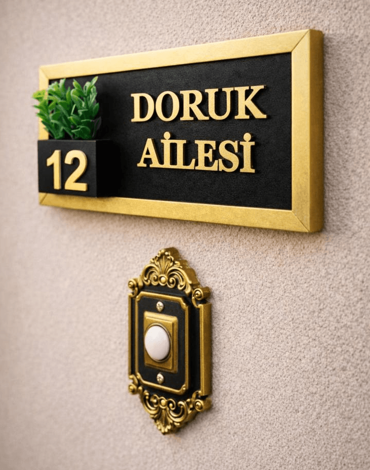 Minimal Ahşap İsimlik - Doğal